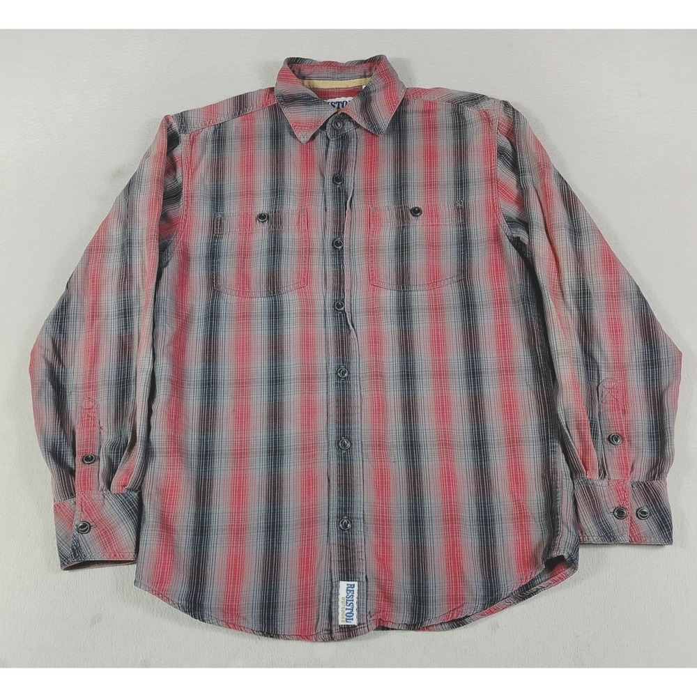 Resistol Outdoors Shirt Mens Medium Red Plaid Long Sleeve Western Cowboy Rodeo